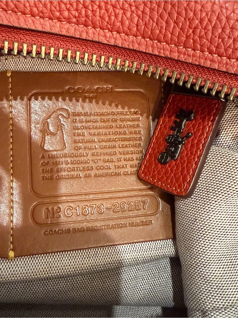Coach Burnt Orange Leather Shoulder Bag